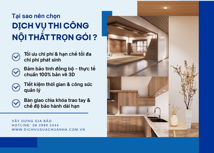Nên lựa chọn dịch vụ thi công nội thất trọn gói